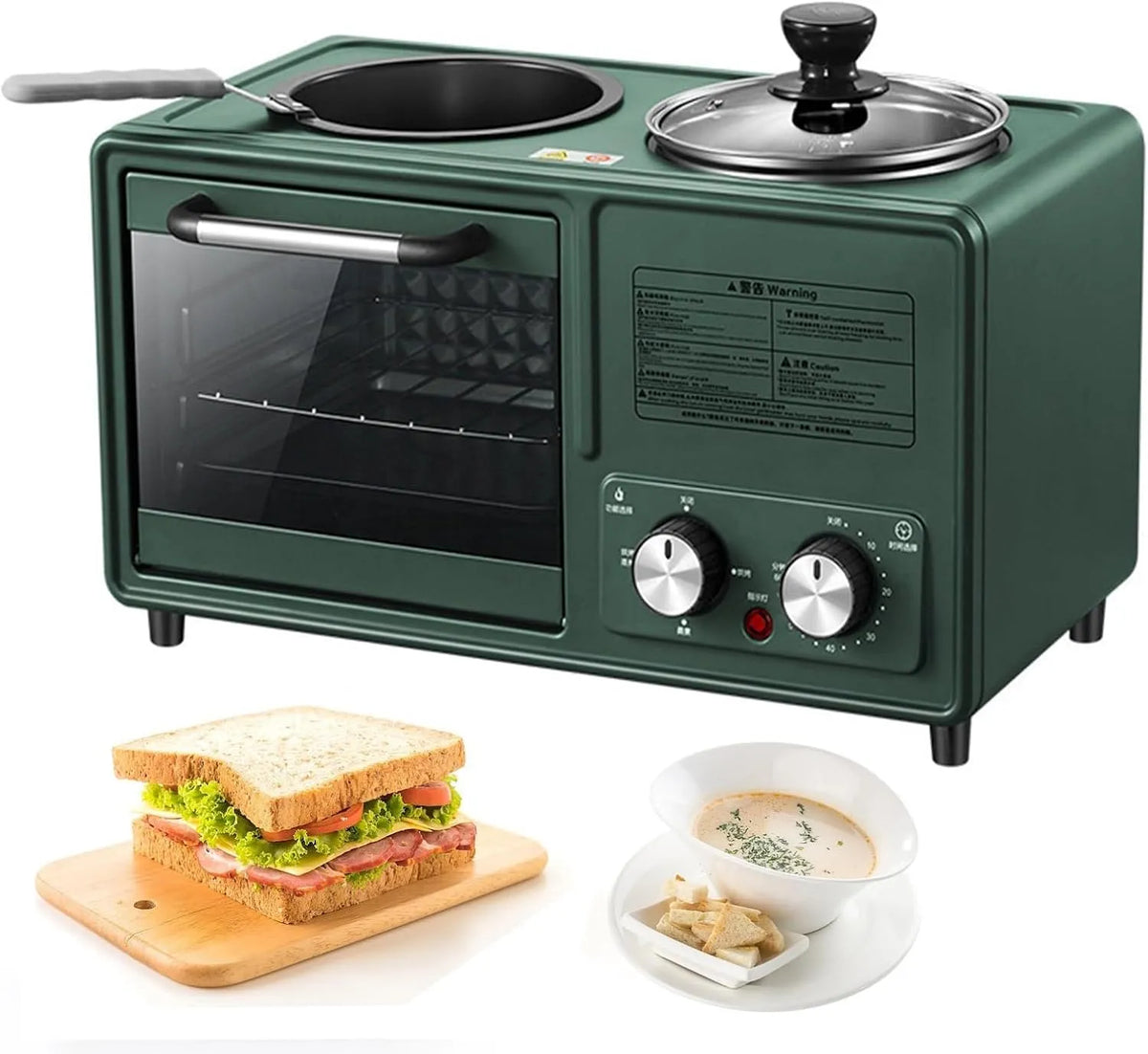 Compacte machine met dubbelzijdige antiaanbaklaag voor sandwiches en eieren, keuken en camping, 1600 W, compacte machine voor thuis