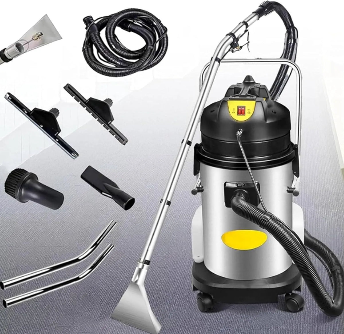 40L, 3-in-1 afzuigkap voor tapijt, 4-wielig, met 40L tanks en lang snoer
