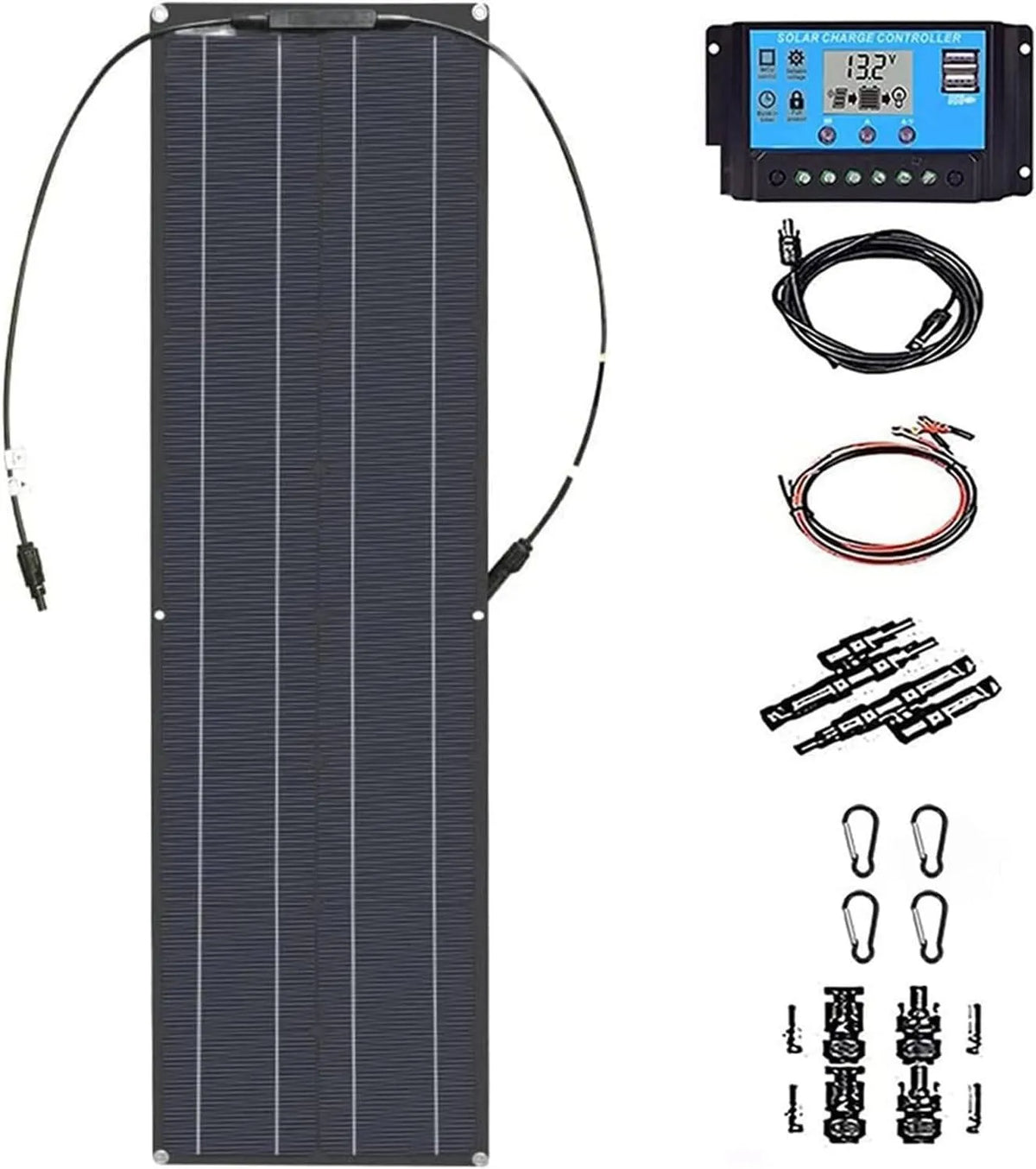 Zonnepaneel, Flexibel, off-grid opladen van autoaccu's en boten. zwart-200 W, fotovoltaïsche module, monokristallijne zonnepanelen voor kamperen, 12