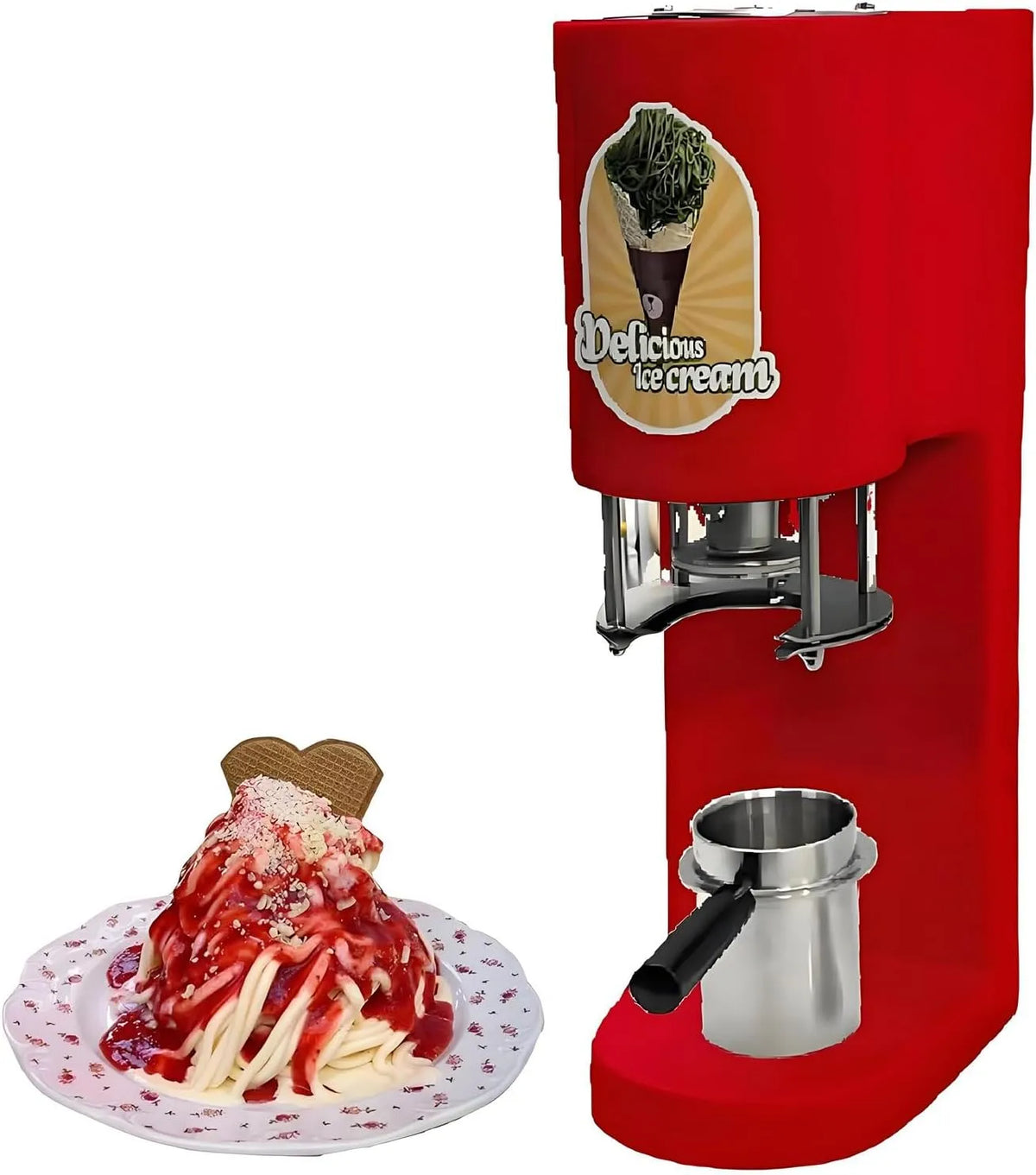 Machine met 30 x 20 x 57 cm, 420 ml, 80 W, 0,42 l, 6 seconden, 28-30 l, RVS en rood