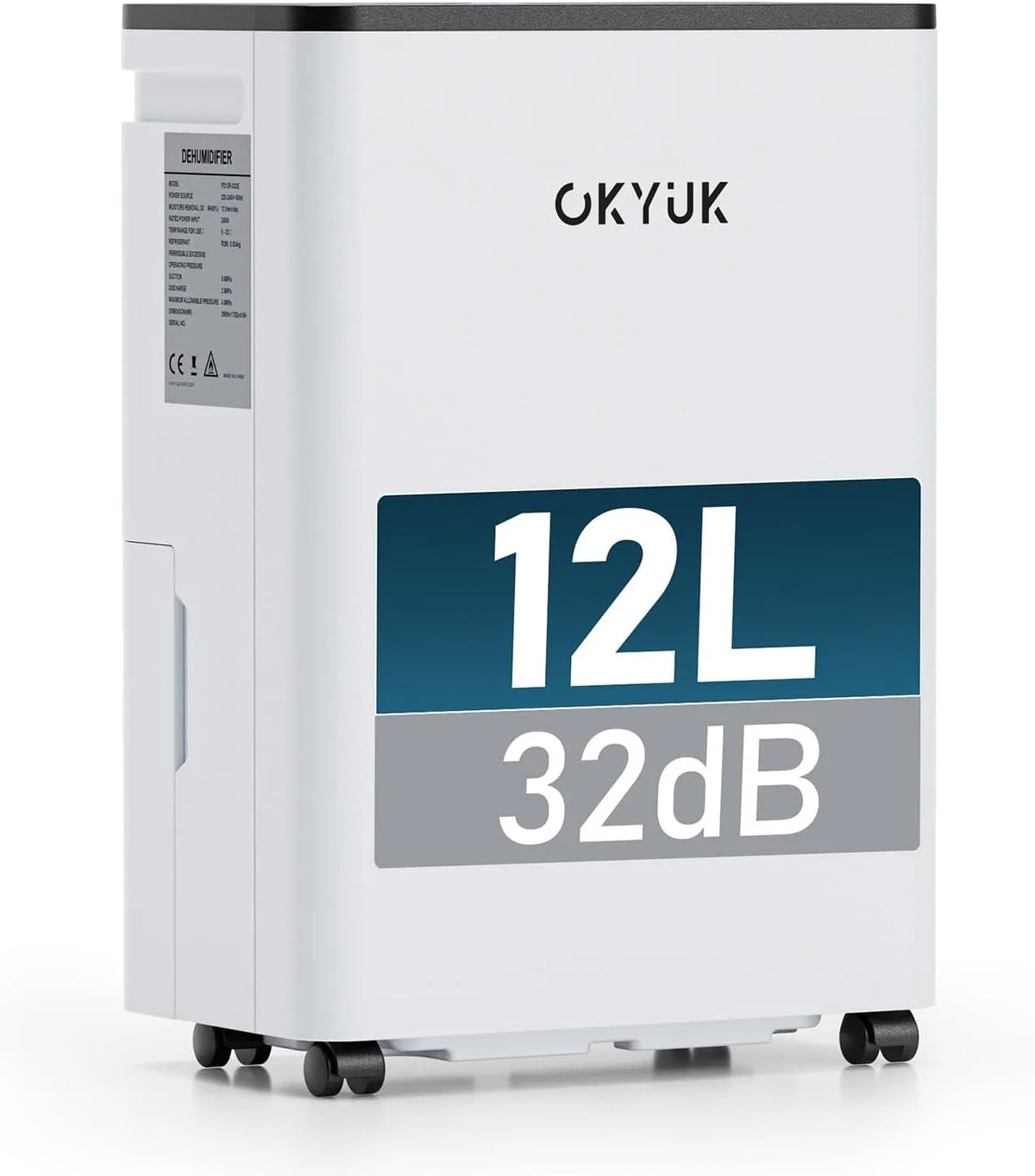 Luchtontvochtiger, PD12R-03DE, 32 dB, geschikt voor ruimtes van ca. 90 kubieke meter 30 vierkante meter, koelmiddel R290, PD12R-03DE