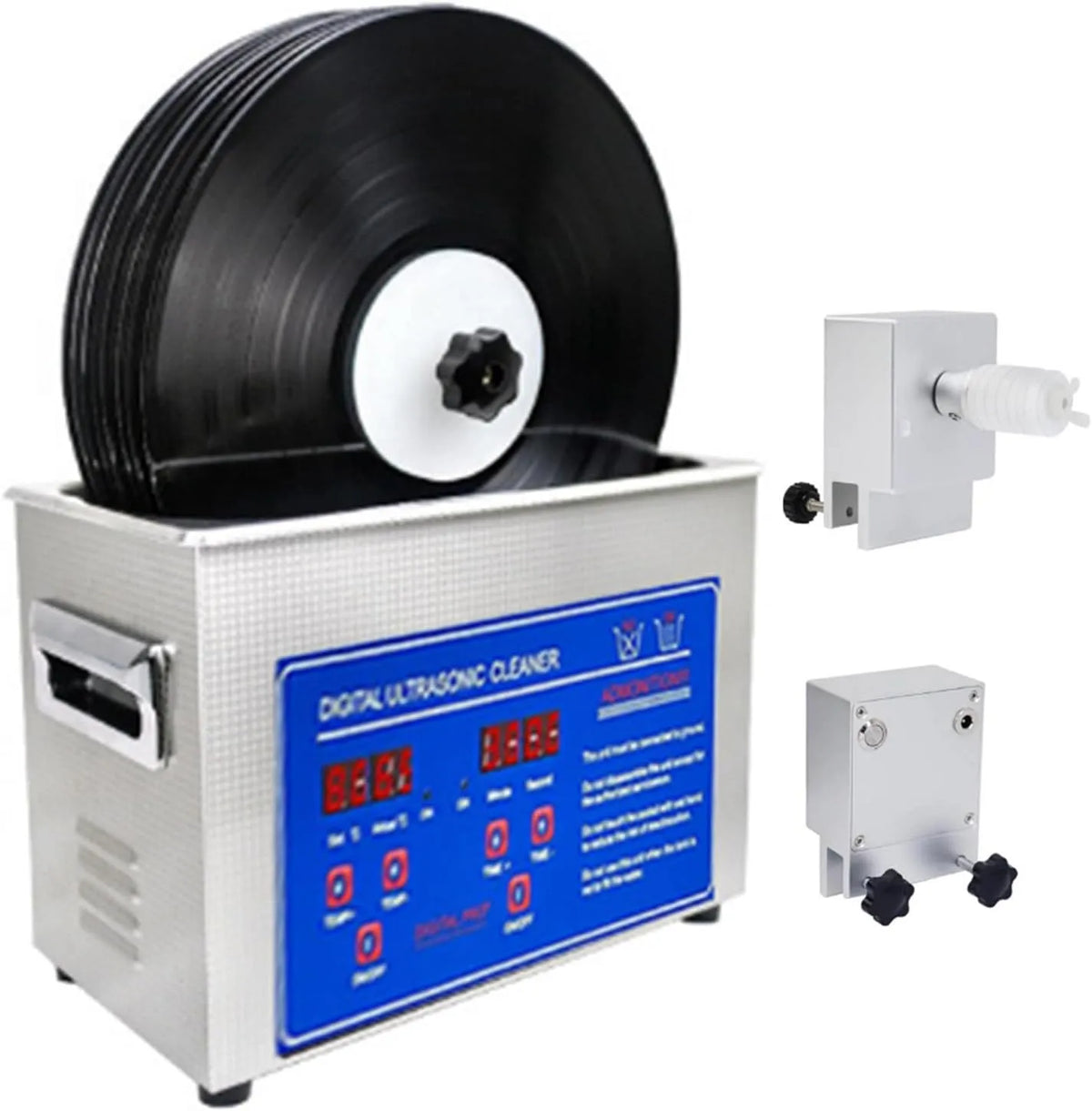 Ultrasoonreiniger met 6,5L, 300 W, timer, 180 W, 20-80 °C, RVS en aluminium