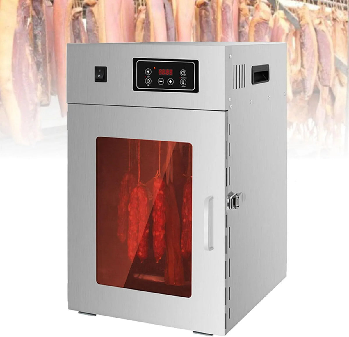 Droger met 800 W, 30-90°C, 24 uur, 30 minuten, timer, RVS en gerichte luchtcirculatie