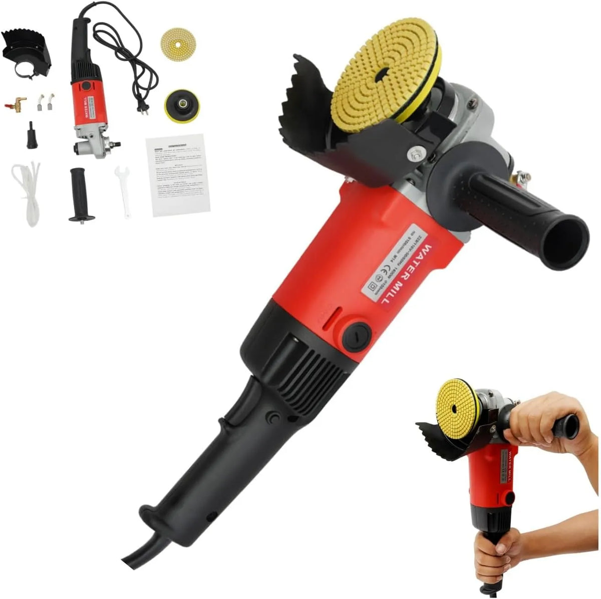 Haakse slijper, 1400 W elektrische natte slijpmachine, vloer natpolijstmachine, cementtegels, natte steenslijper, professionele natte