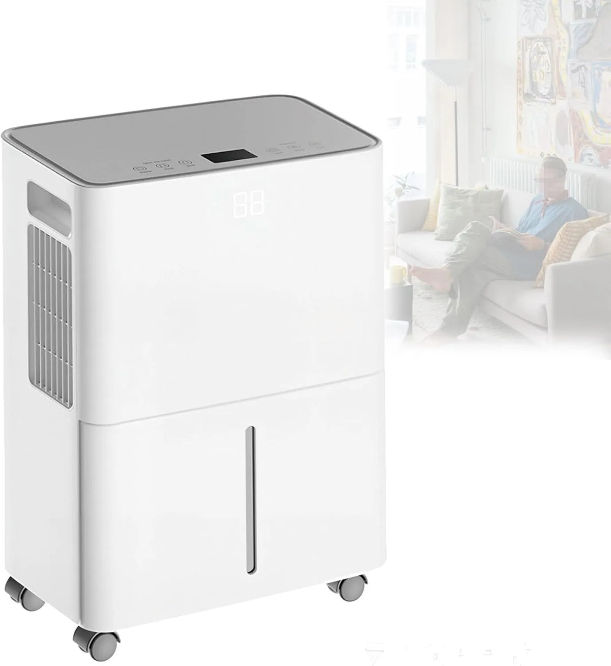 Luchtontvochtiger l/15l/60l/Dag met 8l, 30°C, 40 dB, 3 standen, app-bediening en waterreservoir