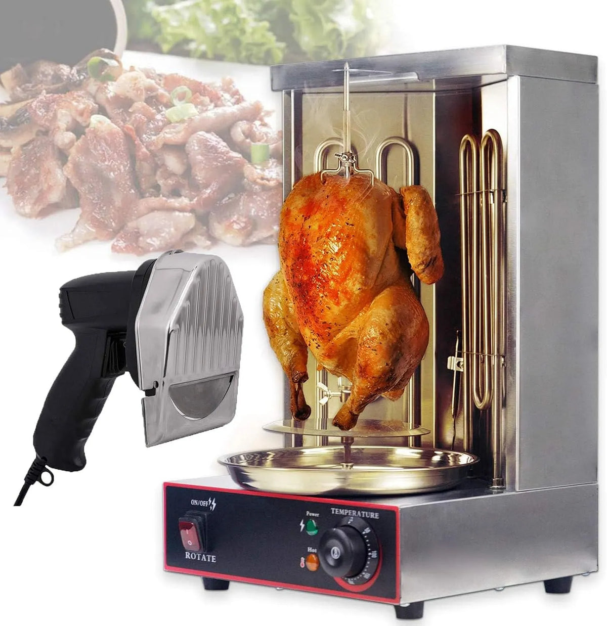 Rotisserie Broiler Machine, barbecuestove+Cutter, Shawarma Grill