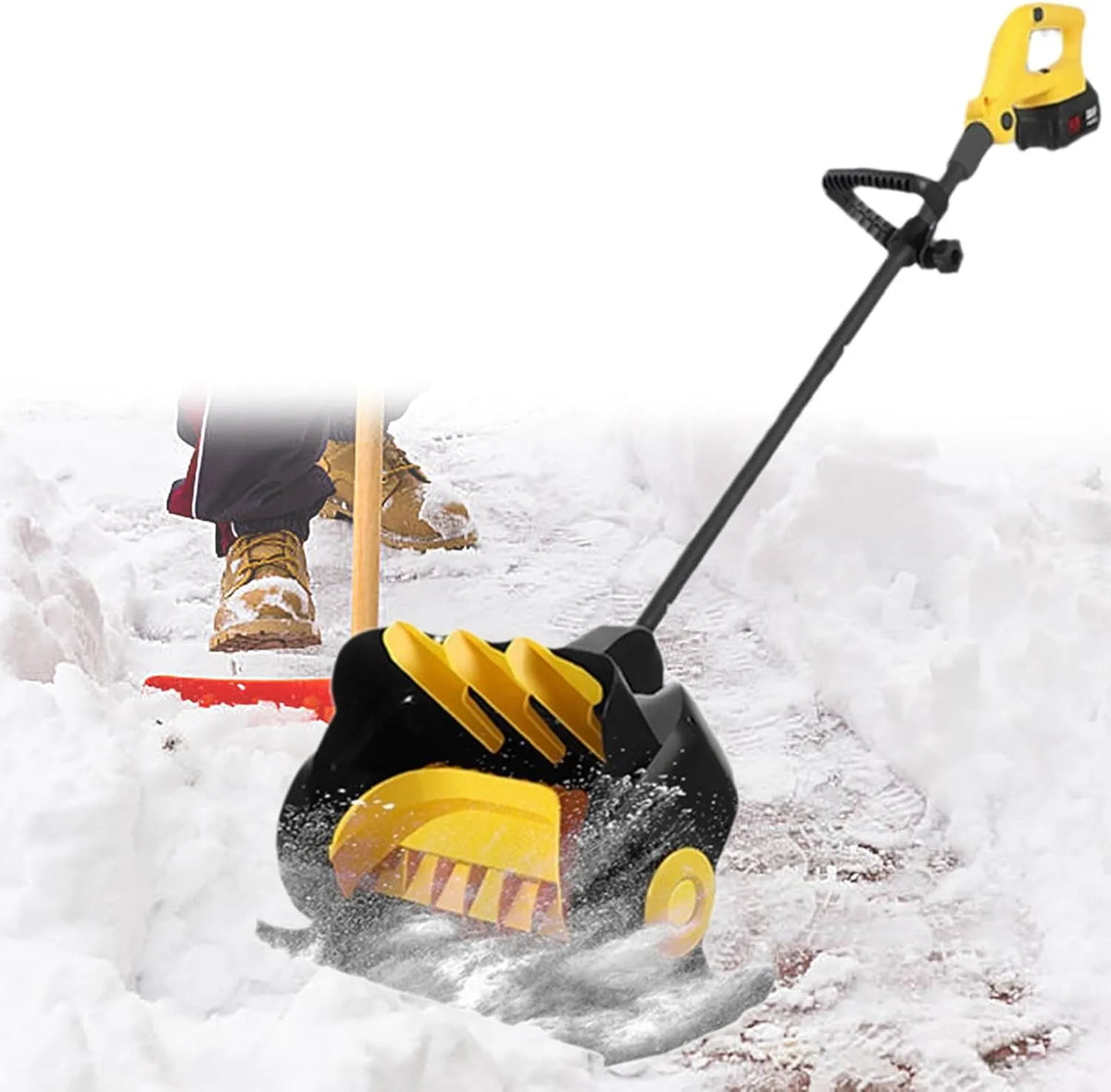 Sneeuwschuiver met 41 cm, 15 cm, 21V en geluidsarme werking, draadloze elektrische sneeuwschuiver met 41 cm