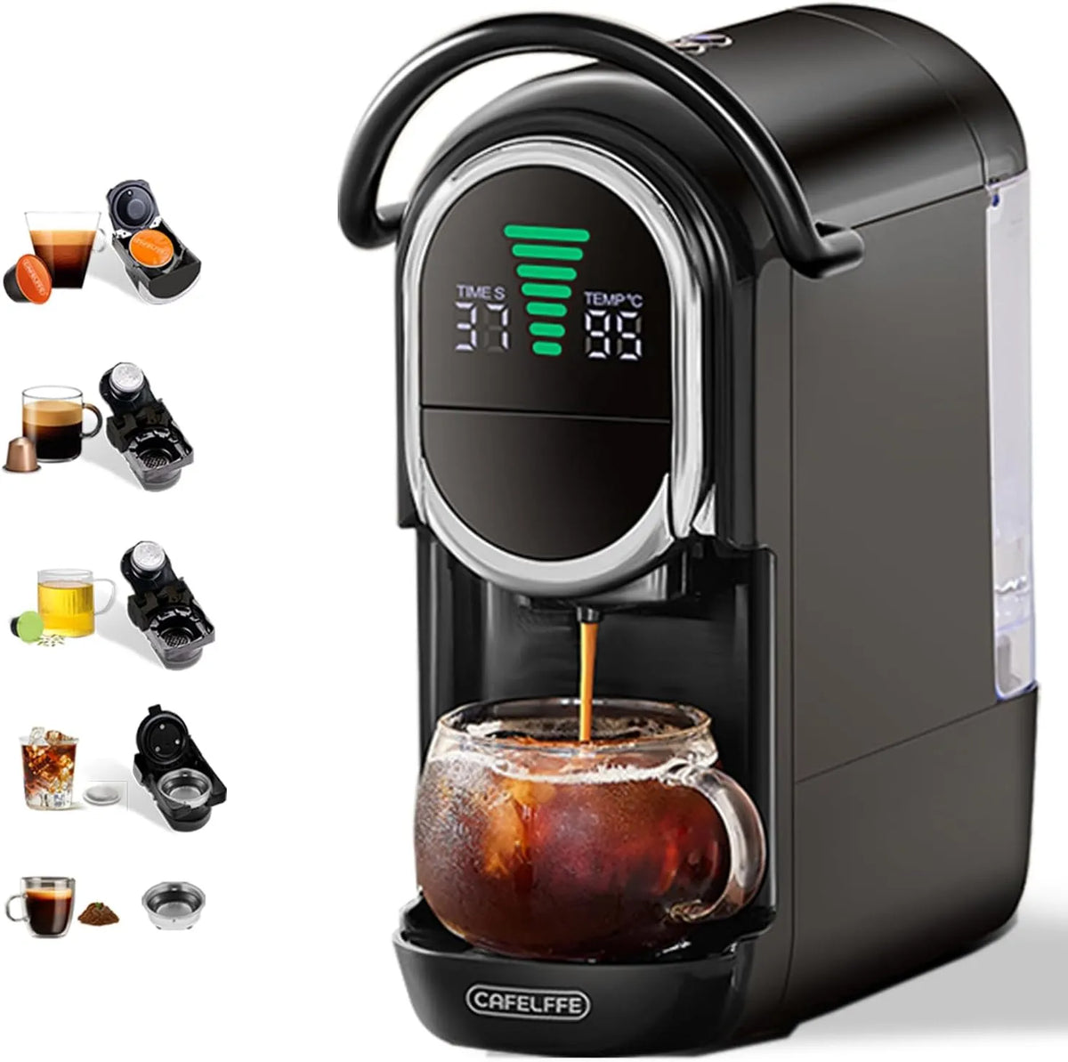 Espressomachine MK-609S met 19 bar, 4-in-1, 44 mm, 1450 W, 25 seconden, 85-99 °C, 50 ml en 300 ml
