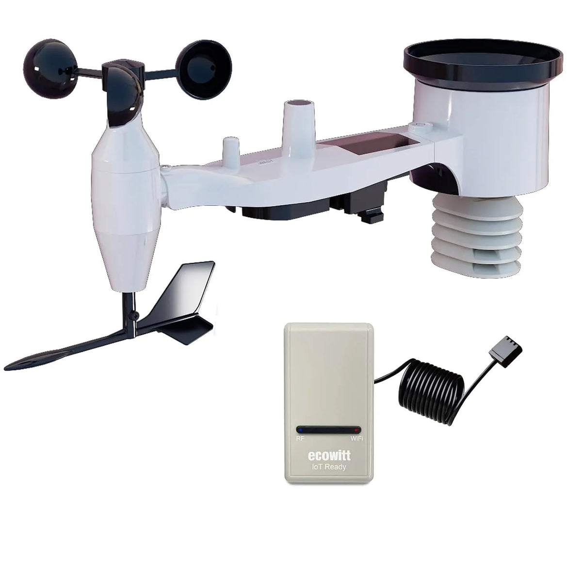 Weerstation, GW1201, GW1200, Zonne-energie thuis Draadloze Buiten Sensoreenheid WS69,3, in 1 voor binnengebruik Nieuwe Gateway, GW1200, IOT