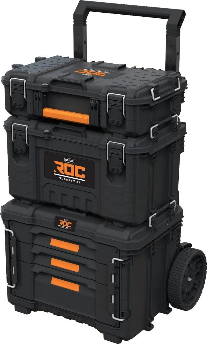 Keter Pro Gear XL Werkplaatswagen met 3 koffers met 79-105 cm, 78,9 - 105,5 cm, IP65 en zwart